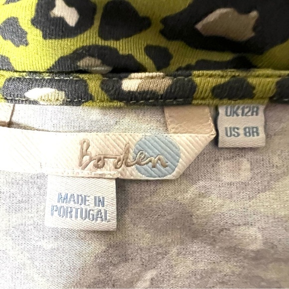 BODEN Leopard Animal Print Jersey Knee Length Dress Cap Sleeve Size 8 - Picture 8 of 11